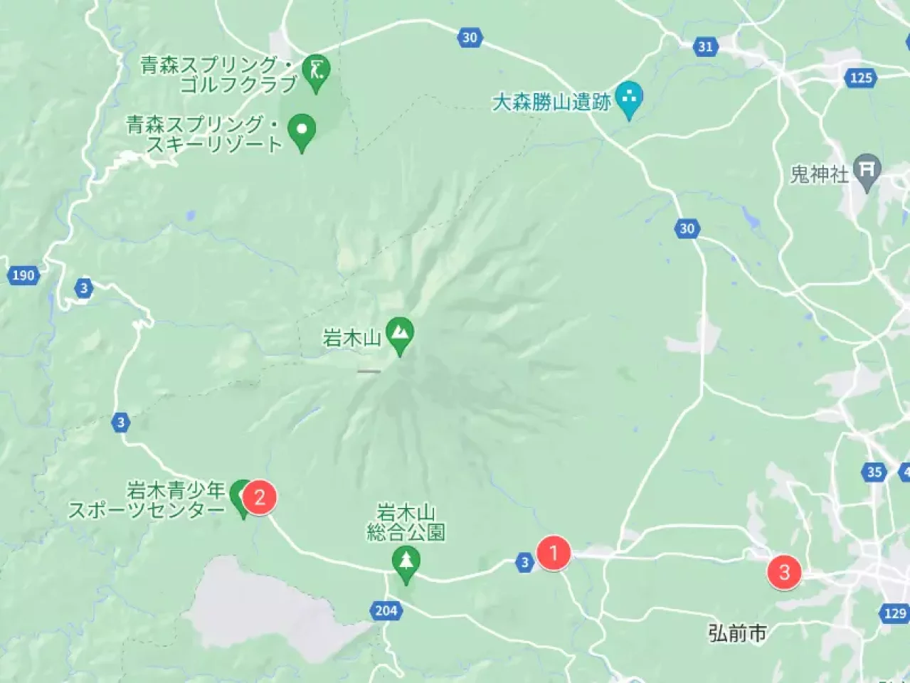 岩木山下山後のおすすめ山旅スポット マップ
岩木山 登山