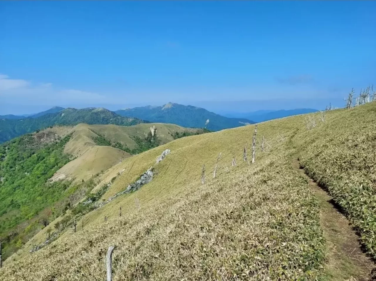 剣山登山 三嶺へ続く稜線