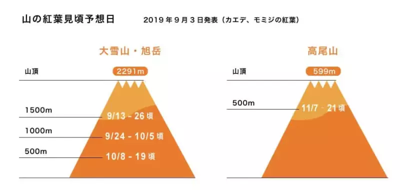 山の紅葉見頃予想