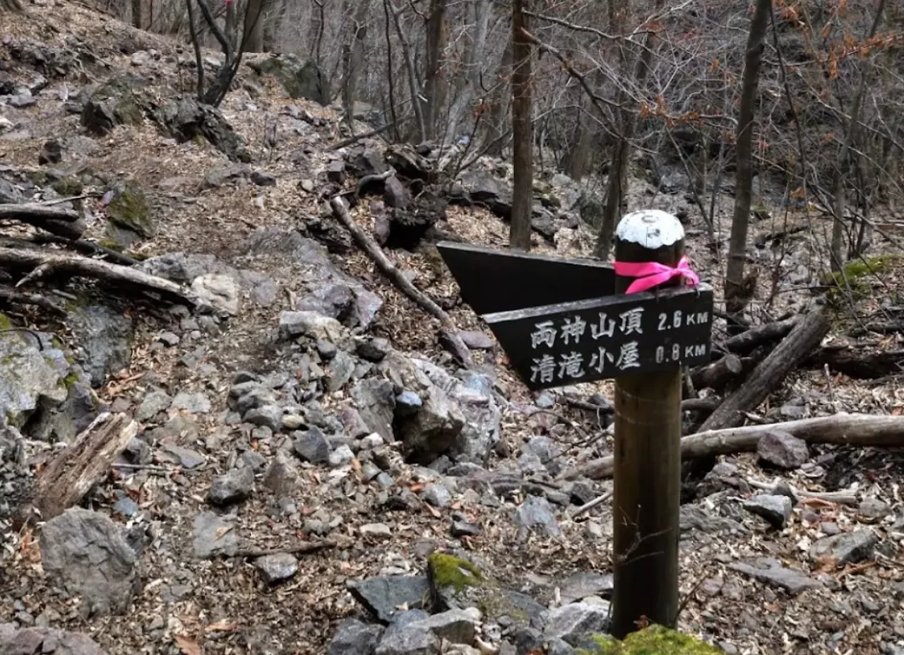 七滝沢コースの分岐