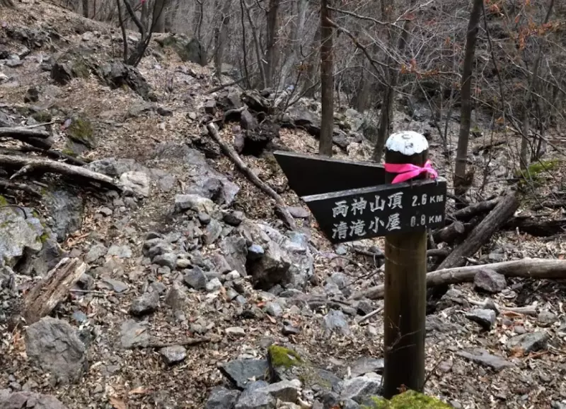 七滝沢コースの分岐