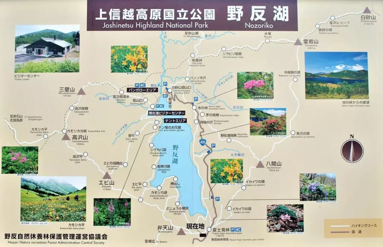 野反湖ハイキングコース・コースマップ