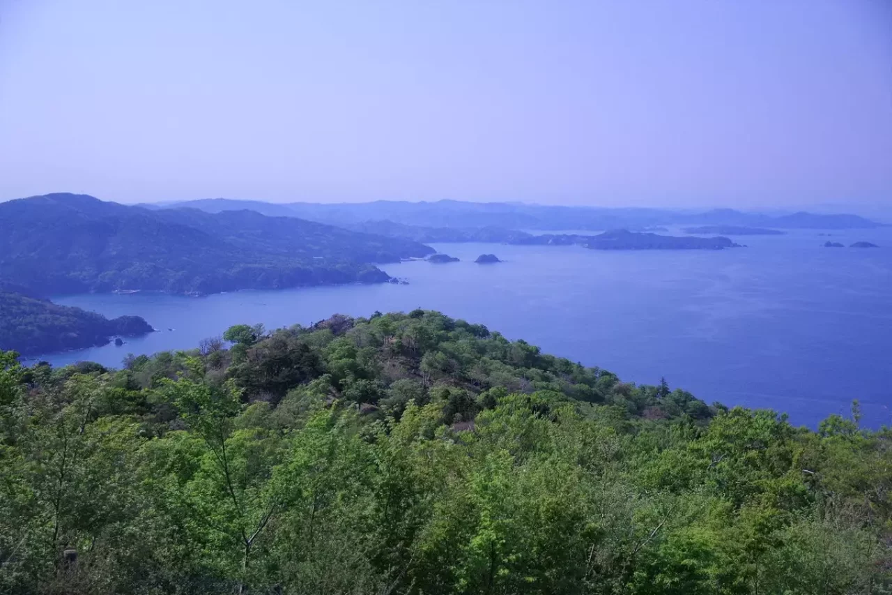 金華山の最高地点は445m