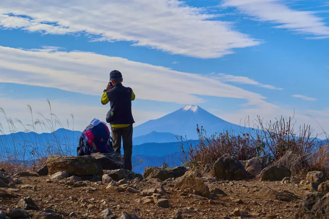 大岳山山頂から望む富士山